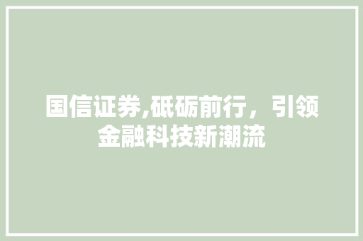 国信证券,砥砺前行,引领金融科技新潮流 国信证券,砥砺前行,引领金融科技新潮流
