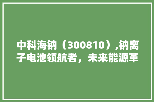 中科海钠（300810）,钠离子电池领航者，未来能源革命的先锋