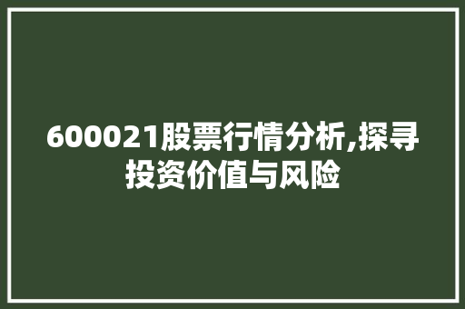 600021股票行情分析,探寻投资价值与风险