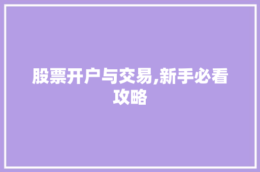 股票开户与交易,新手必看攻略