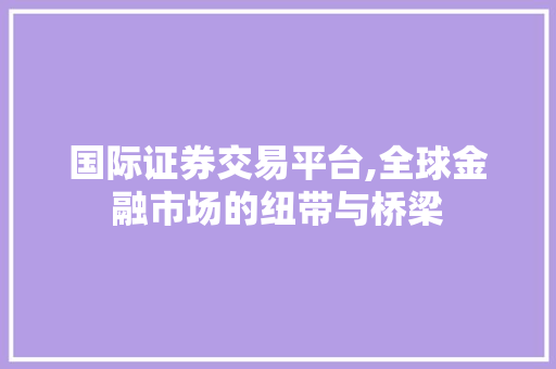 国际证券交易平台,全球金融市场的纽带与桥梁 国际证券交易平台,全球金融市场的纽带与桥梁