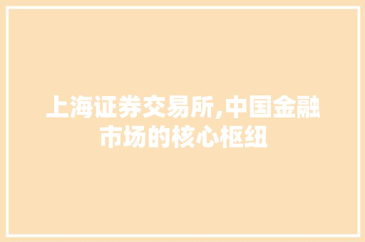 上海证券交易所,中国金融市场的核心枢纽 上海证券交易所,中国金融市场的核心枢纽