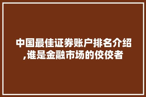 中国最佳证券账户排名介绍,谁是金融市场的佼佼者