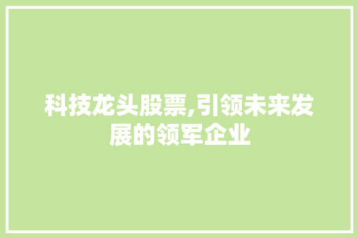 科技龙头股票,引领未来发展的领军企业 科技龙头股票,引领未来发展的领军企业