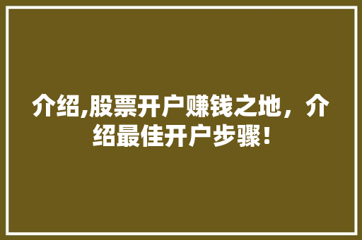 介绍,股票开户赚钱之地,介绍最佳开户步骤!