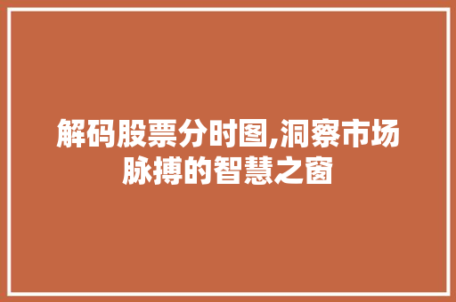 解码股票分时图,洞察市场脉搏的智慧之窗