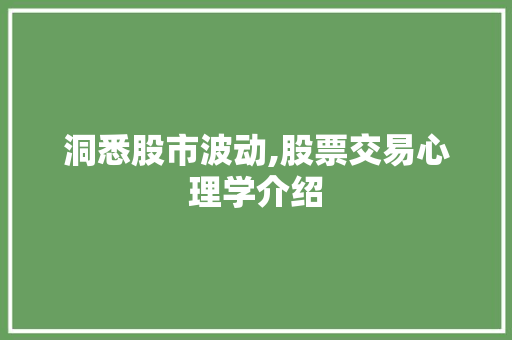 洞悉股市波动,股票交易心理学介绍