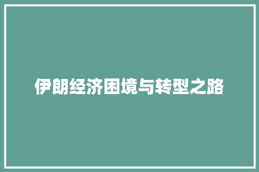 伊朗经济困境与转型之路 伊朗经济困境与转型之路