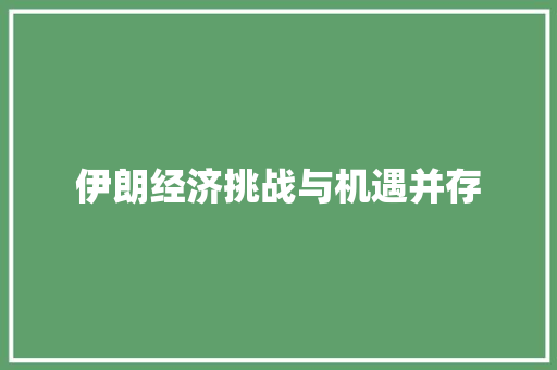 伊朗经济挑战与机遇并存 伊朗经济挑战与机遇并存