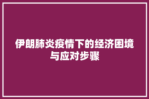 伊朗肺炎疫情下的经济困境与应对步骤 伊朗肺炎疫情下的经济困境与应对步骤