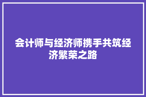 会计师与经济师携手共筑经济繁荣之路 会计师与经济师携手共筑经济繁荣之路