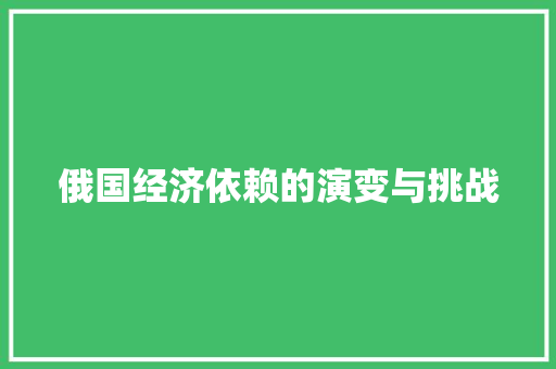 俄国经济依赖的演变与挑战