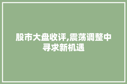 股市大盘收评,震荡调整中寻求新机遇 股市大盘收评,震荡调整中寻求新机遇