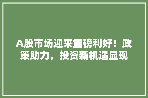 A股市场迎来重磅利好!政策助力,投资新机遇显现 A股市场迎来重磅利好!政策助力,投资新机遇显现