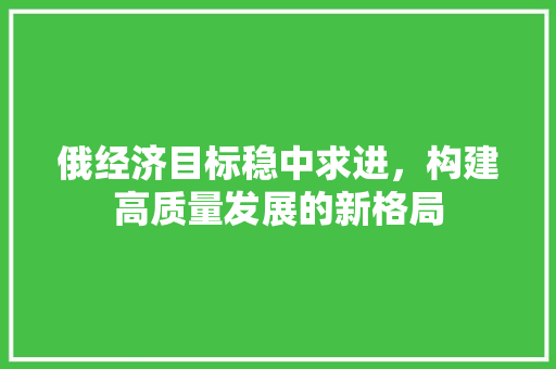 俄经济目标稳中求进,构建高质量发展的新格局 俄经济目标稳中求进,构建高质量发展的新格局