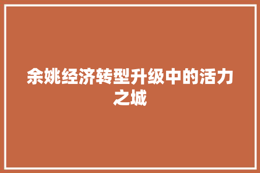 余姚经济转型升级中的活力之城 余姚经济转型升级中的活力之城
