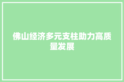 佛山经济多元支柱助力高质量发展 佛山经济多元支柱助力高质量发展