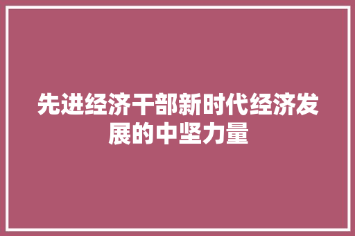 先进经济干部新时代经济发展的中坚力量 先进经济干部新时代经济发展的中坚力量