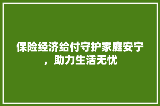 保险经济给付守护家庭安宁,助力生活无忧 保险经济给付守护家庭安宁,助力生活无忧