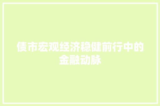 债市宏观经济稳健前行中的金融动脉 债市宏观经济稳健前行中的金融动脉