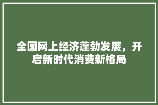 全国网上经济蓬勃发展,开启新时代消费新格局 全国网上经济蓬勃发展,开启新时代消费新格局