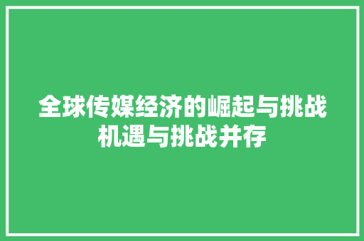 全球传媒经济的崛起与挑战机遇与挑战并存 全球传媒经济的崛起与挑战机遇与挑战并存
