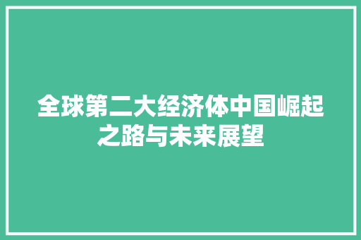 全球第二大经济体中国崛起之路与未来展望 全球第二大经济体中国崛起之路与未来展望