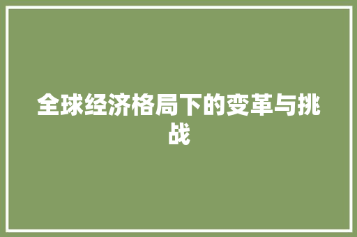 全球经济格局下的变革与挑战 全球经济格局下的变革与挑战