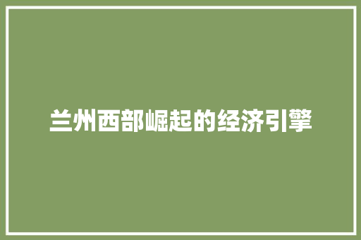 兰州西部崛起的经济引擎 兰州西部崛起的经济引擎