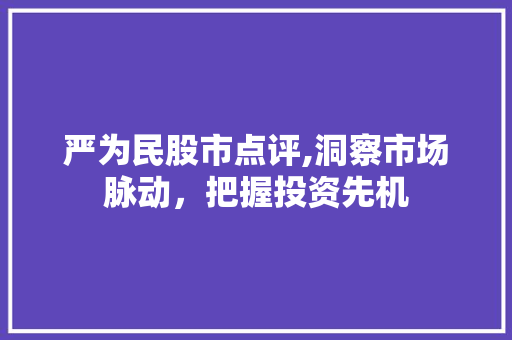 严为民股市点评,洞察市场脉动,把握投资先机 严为民股市点评,洞察市场脉动,把握投资先机