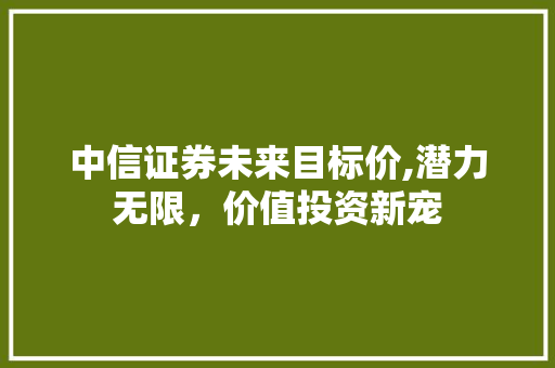 中信证券未来目标价,潜力无限,价值投资新宠 中信证券未来目标价,潜力无限,价值投资新宠