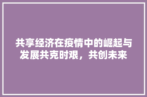 共享经济在疫情中的崛起与发展共克时艰,共创未来 共享经济在疫情中的崛起与发展共克时艰,共创未来