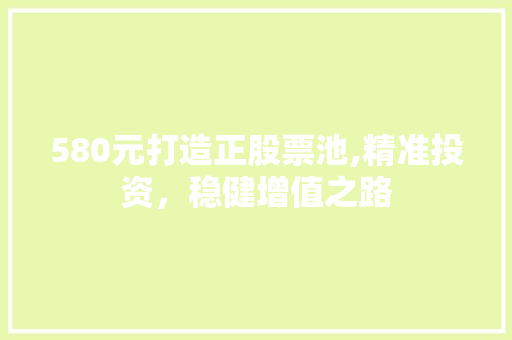 580元打造正股票池,精准投资,稳健增值之路