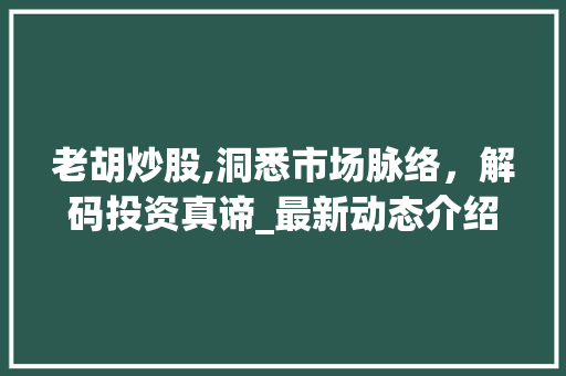 老胡炒股,洞悉市场脉络,解码投资真谛_最新动态介绍