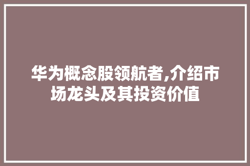 华为概念股领航者,介绍市场龙头及其投资价值 华为概念股领航者,介绍市场龙头及其投资价值