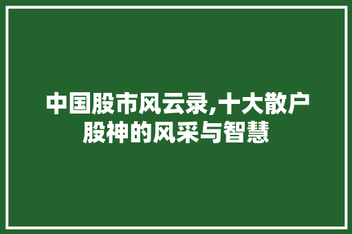 中国股市风云录,十大散户股神的风采与智慧 中国股市风云录,十大散户股神的风采与智慧