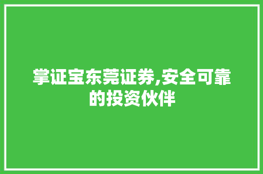 掌证宝东莞证券,安全可靠的投资伙伴 掌证宝东莞证券,安全可靠的投资伙伴