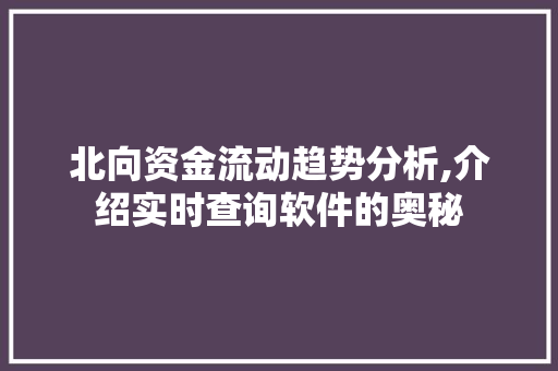 北向资金流动趋势分析,介绍实时查询软件的奥秘 北向资金流动趋势分析,介绍实时查询软件的奥秘