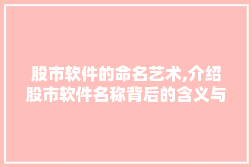 股市软件的命名艺术,介绍股市软件名称背后的含义与价值 股市软件的命名艺术,介绍股市软件名称背后的含义与价值