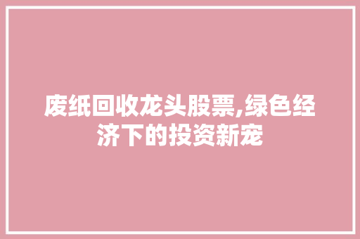 废纸回收龙头股票,绿色经济下的投资新宠 废纸回收龙头股票,绿色经济下的投资新宠