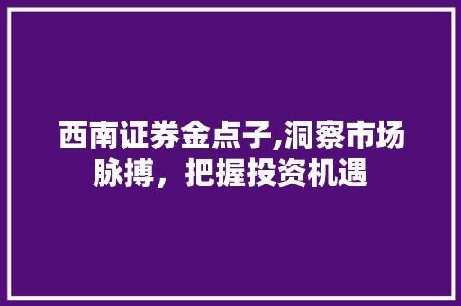 西南证券金点子,洞察市场脉搏,把握投资机遇 西南证券金点子,洞察市场脉搏,把握投资机遇