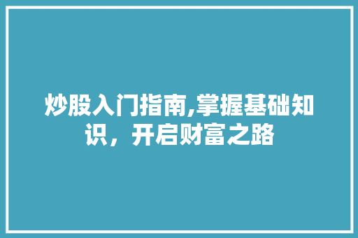 炒股入门指南,掌握基础知识,开启财富之路 炒股入门指南,掌握基础知识,开启财富之路