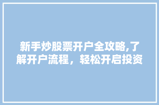 新手炒股票开户全攻略,了解开户流程,轻松开启投资之路 新手炒股票开户全攻略,了解开户流程,轻松开启投资之路