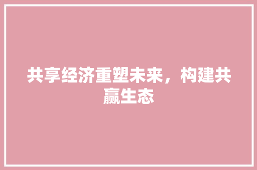 共享经济重塑未来,构建共赢生态 共享经济重塑未来,构建共赢生态