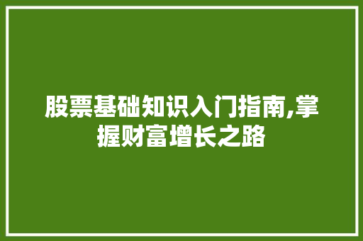 股票基础知识入门指南,掌握财富增长之路 股票基础知识入门指南,掌握财富增长之路