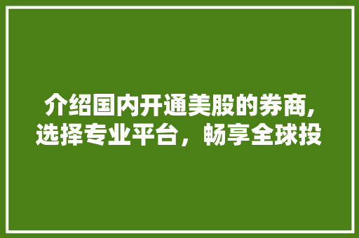 介绍国内开通美股的券商,选择专业平台,畅享全球投资新机遇 介绍国内开通美股的券商,选择专业平台,畅享全球投资新机遇