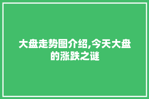 大盘走势图介绍,今天大盘的涨跌之谜 大盘走势图介绍,今天大盘的涨跌之谜