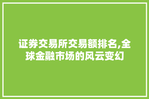 证券交易所交易额排名,全球金融市场的风云变幻