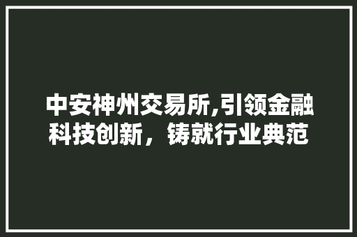 中安神州交易所,引领金融科技创新,铸就行业典范 中安神州交易所,引领金融科技创新,铸就行业典范
