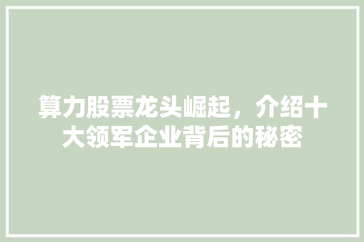 算力股票龙头崛起,介绍十大领军企业背后的秘密 算力股票龙头崛起,介绍十大领军企业背后的秘密
